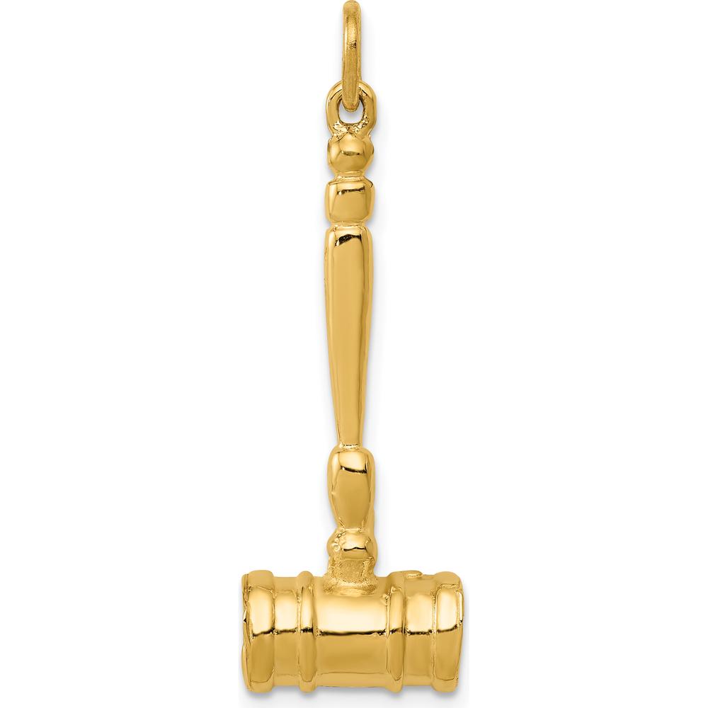 14K Yellow Gold 3D Gavel Charm for Men - Polished Finish