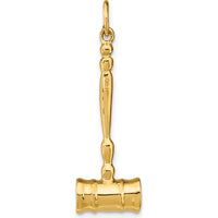 14K Yellow Gold 3D Gavel Charm for Men - Polished Finish