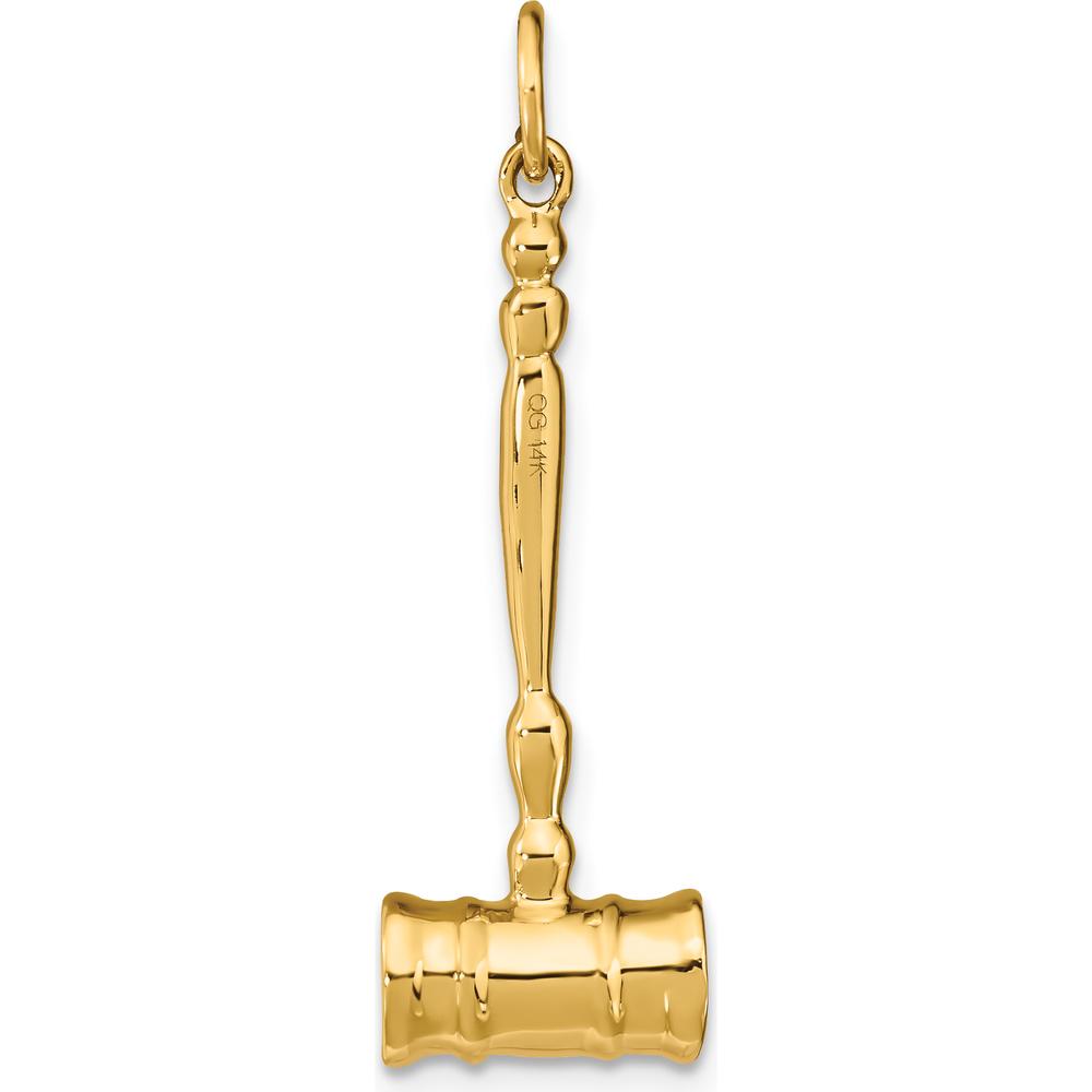 14K Yellow Gold 3D Gavel Charm for Men - Polished Finish