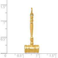 14K Yellow Gold 3D Gavel Charm for Men - Polished Finish