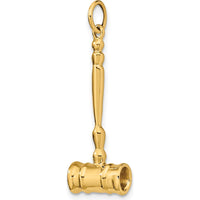 14K Yellow Gold 3D Gavel Charm for Men - Polished Finish