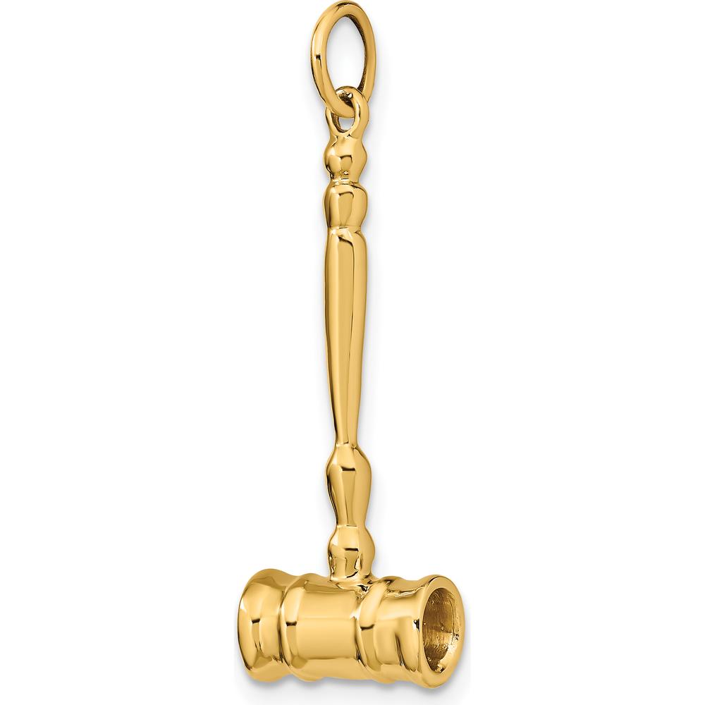 14K Yellow Gold 3D Gavel Charm for Men - Polished Finish