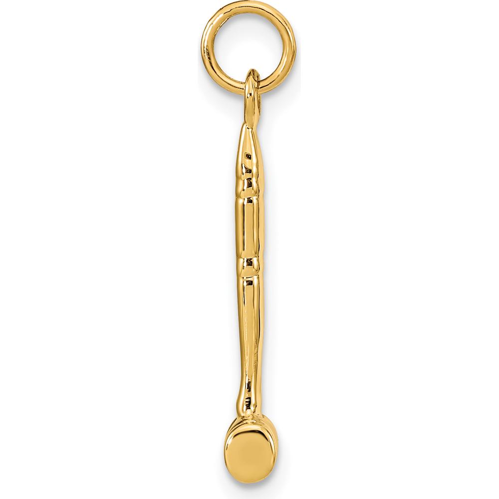 14K Yellow Gold 3D Gavel Charm - Polished Justice Symbol Pendant