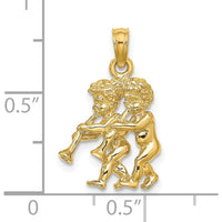 14K Yellow Gold 3D Gemini Zodiac Charm with Textured Design - 20.05mm Length by Oro Pregiato