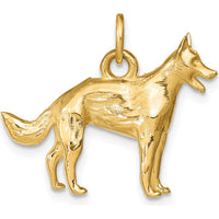 14K Yellow Gold 3D German Shepherd Dog Charm - Polished Finish by Oro Pregiato