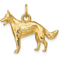 14K Yellow Gold 3D German Shepherd Dog Charm - Polished Finish by Oro Pregiato