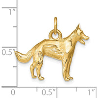 14K Yellow Gold 3D German Shepherd Dog Charm - Polished Finish by Oro Pregiato