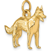 14K Yellow Gold 3D German Shepherd Dog Charm - Polished Finish by Oro Pregiato