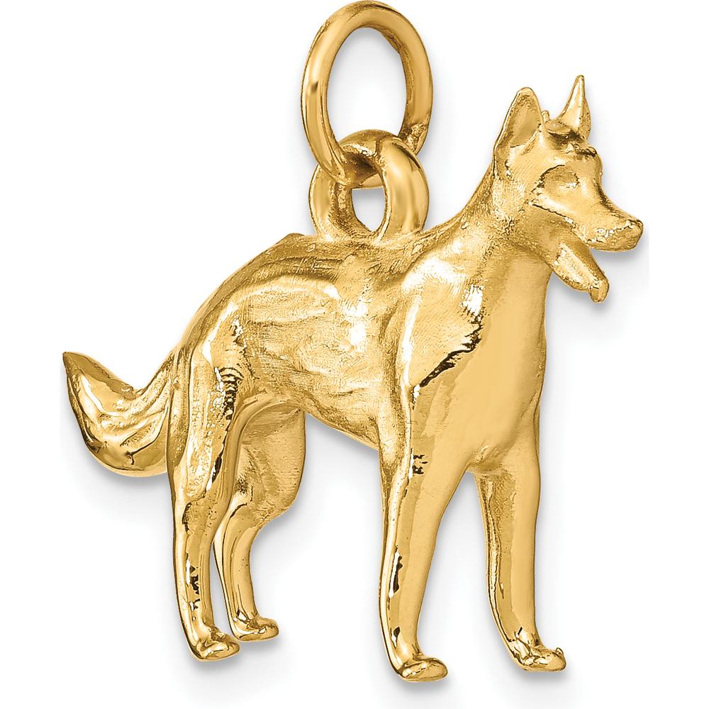 14K Yellow Gold 3D German Shepherd Dog Charm - Polished Finish by Oro Pregiato