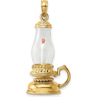 14K Yellow Gold 3D Glass Lantern with Enameled Candle Inside Charm by Oro Pregiato