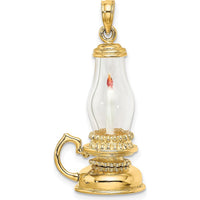 14K Yellow Gold 3D Glass Lantern with Enameled Candle Inside Charm by Oro Pregiato