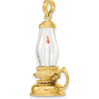 14K Yellow Gold 3D Glass Lantern with Enameled Candle Inside Charm by Oro Pregiato