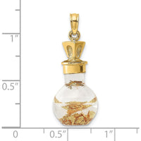 14K Yellow Gold 3D Gold Leaf in Glass Bottle Charm by Oro Pregiato