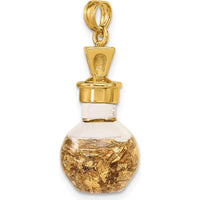 14K Yellow Gold 3D Gold Leaf in Glass Bottle Charm by Oro Pregiato