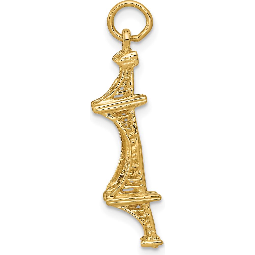 14K Yellow Gold 3D Golden Gate Bridge Charm - Polished Finish