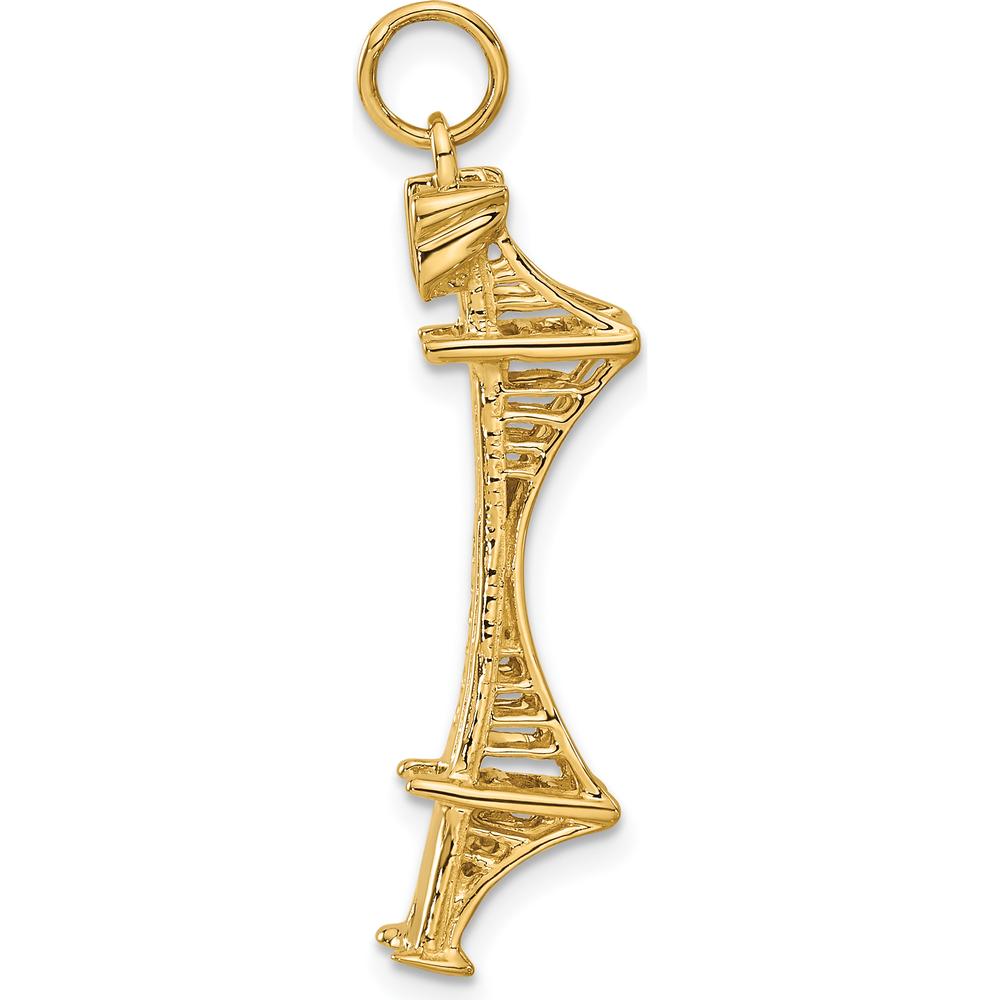 14K Yellow Gold 3D Golden Gate Bridge Charm - Polished Finish