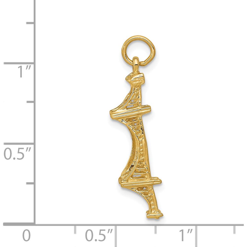14K Yellow Gold 3D Golden Gate Bridge Charm - Polished Finish