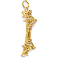 14K Yellow Gold 3D Golden Gate Bridge Charm - Polished Finish