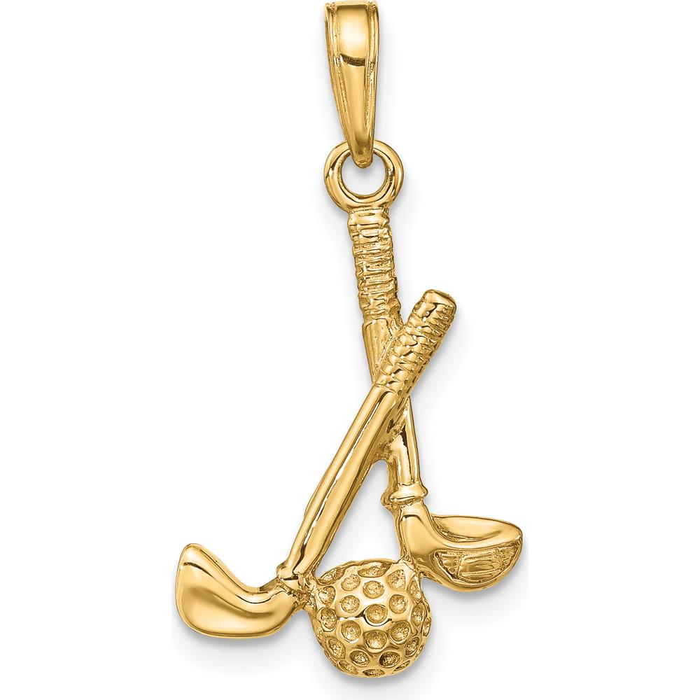 14K Yellow Gold 3D Golf Clubs and Ball Pendant by Oro Pregiato