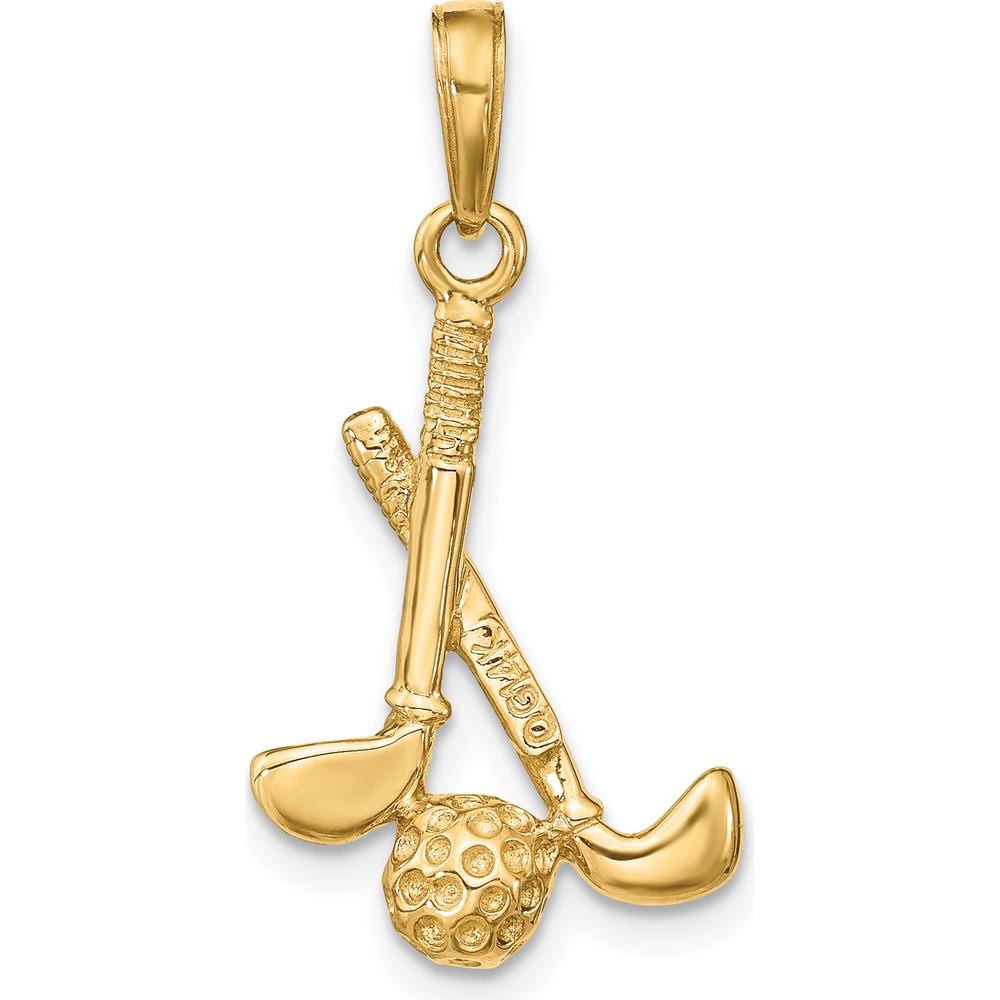 14K Yellow Gold 3D Golf Clubs and Ball Pendant by Oro Pregiato