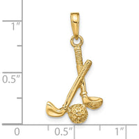 14K Yellow Gold 3D Golf Clubs and Ball Pendant by Oro Pregiato