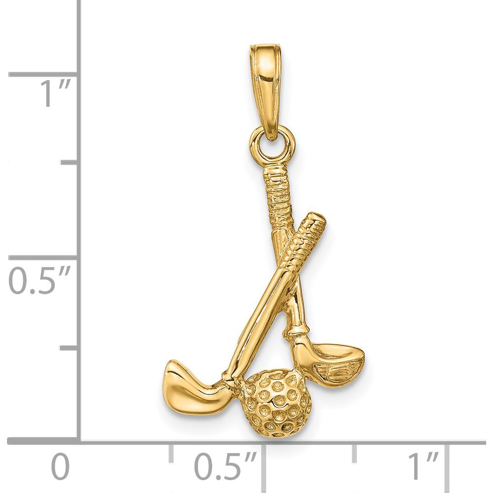14K Yellow Gold 3D Golf Clubs and Ball Pendant by Oro Pregiato