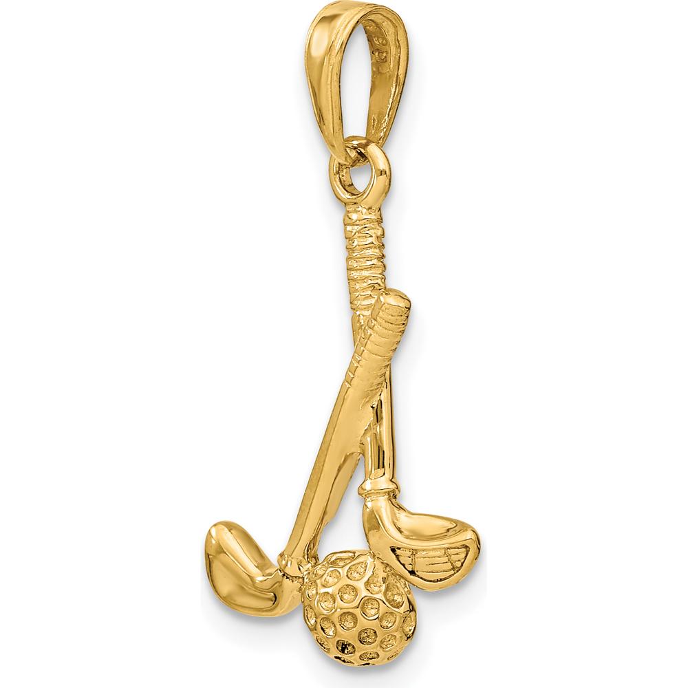 14K Yellow Gold 3D Golf Clubs and Ball Pendant by Oro Pregiato