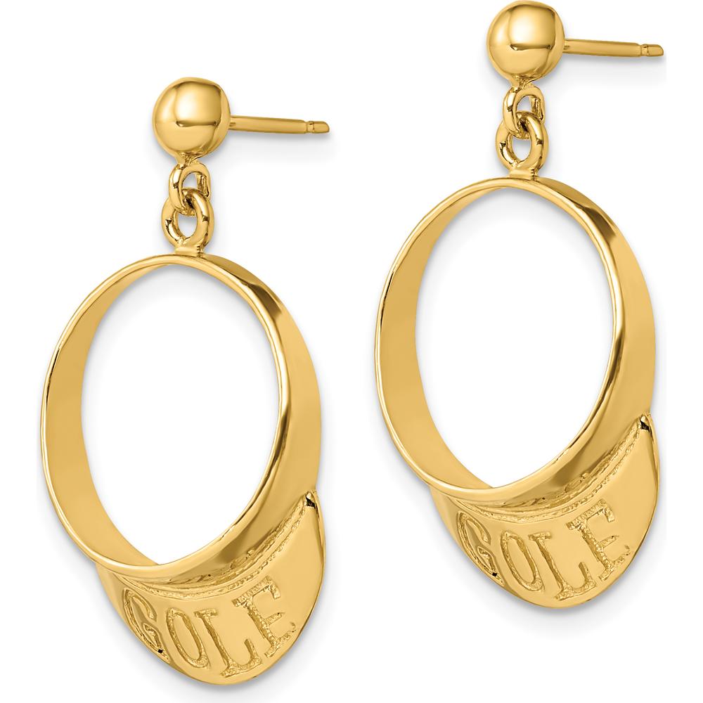 14K Yellow Gold 3D Golf Visor Dangle Post Earrings by 0
