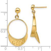 14K Yellow Gold 3D Golf Visor Dangle Post Earrings by 0