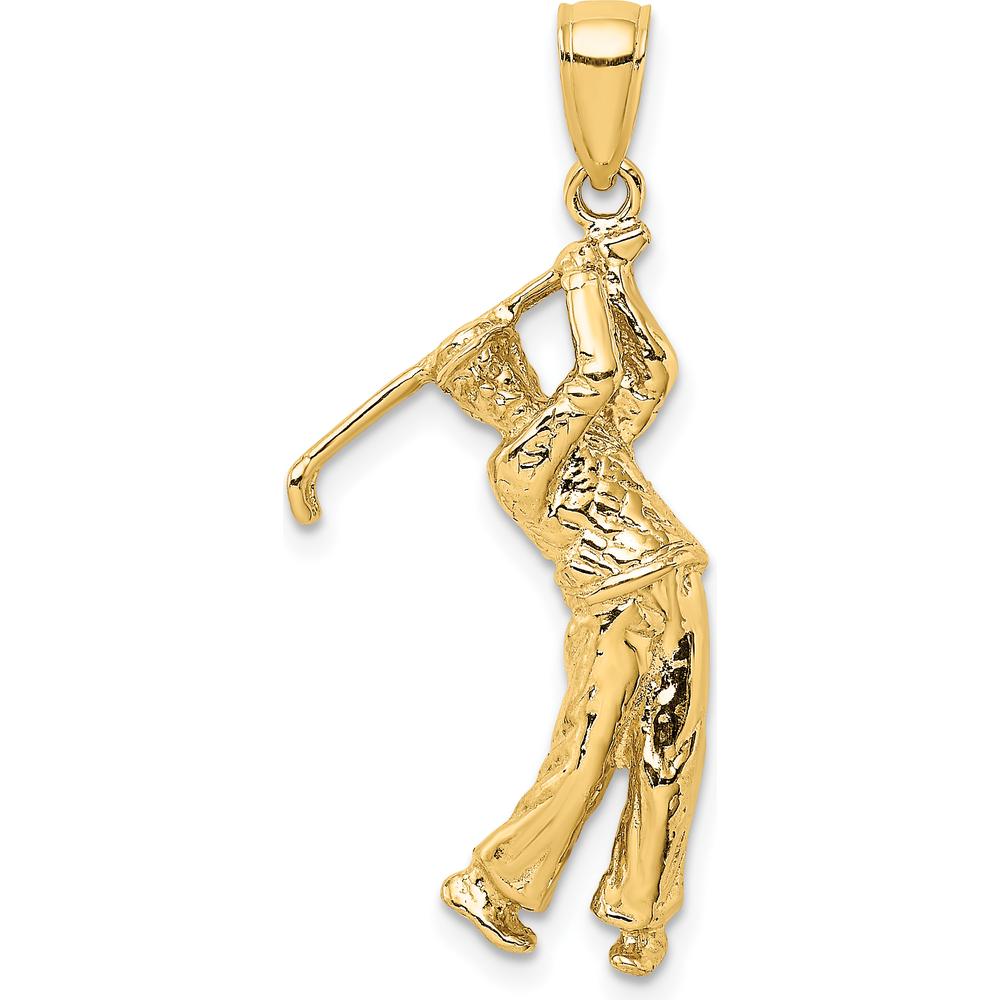14K Yellow Gold 3D Golfer in Swing Charm - Textured Finish by Oro Pregiato