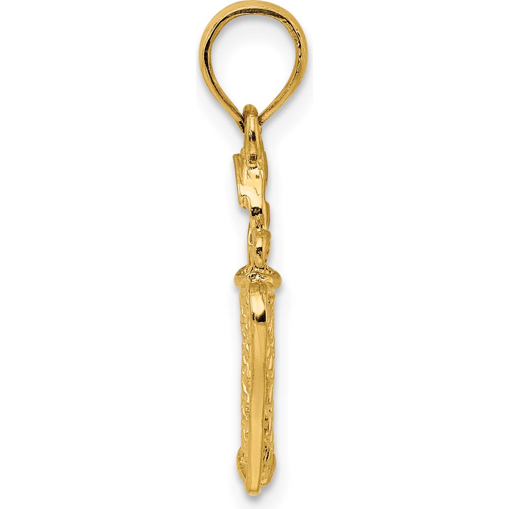 14K Yellow Gold 3D Golfer in Swing Charm - Textured Finish by Oro Pregiato