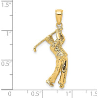 14K Yellow Gold 3D Golfer in Swing Charm - Textured Finish by Oro Pregiato