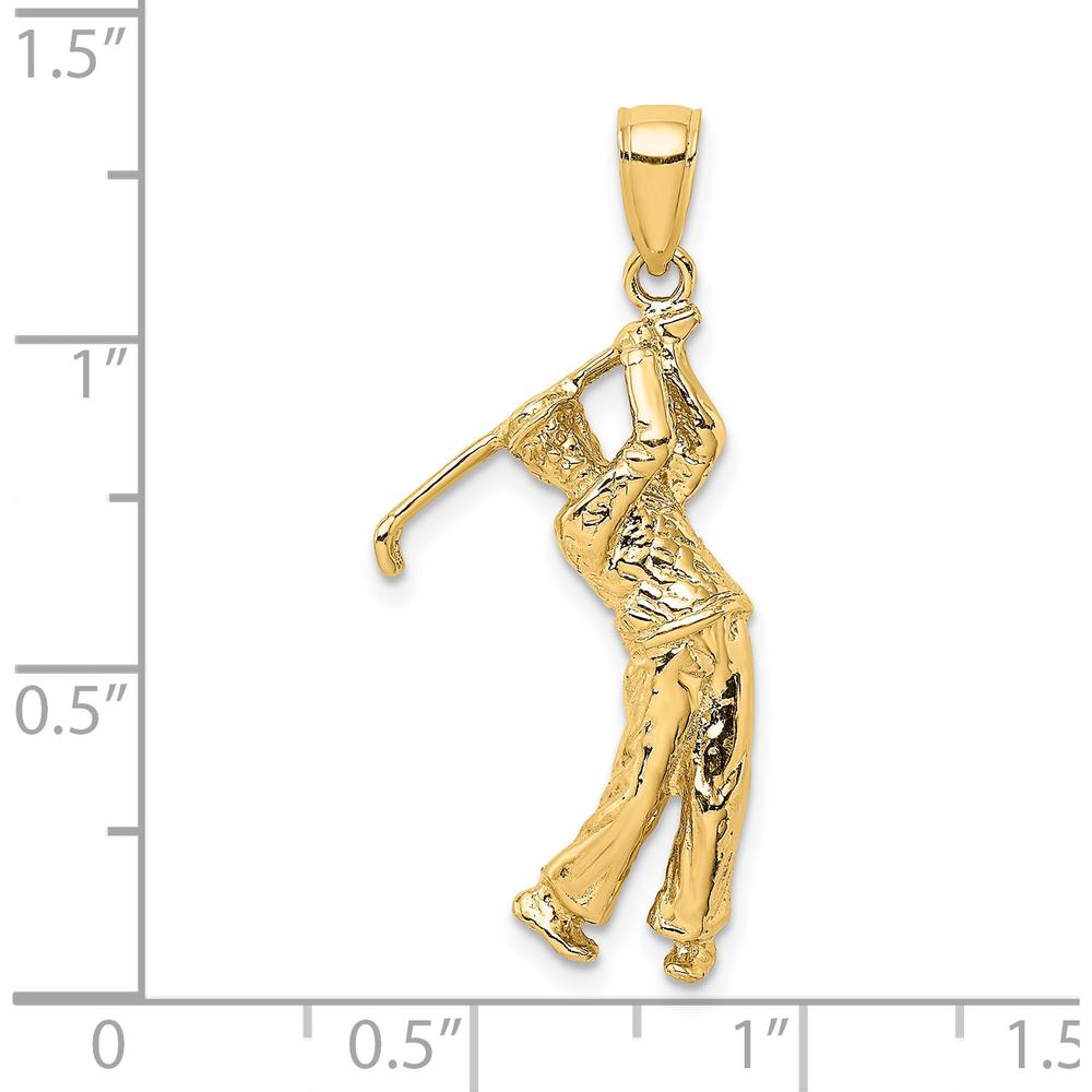 14K Yellow Gold 3D Golfer in Swing Charm - Textured Finish by Oro Pregiato