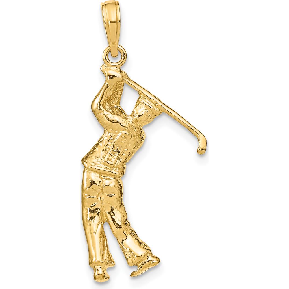 14K Yellow Gold 3D Golfer in Swing Charm - Textured Finish by Oro Pregiato