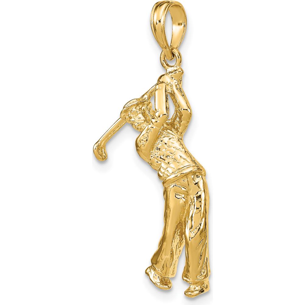 14K Yellow Gold 3D Golfer in Swing Charm - Textured Finish by Oro Pregiato