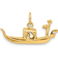14K Yellow Gold 3D Gondola Charm - Venetian Travel Pendant