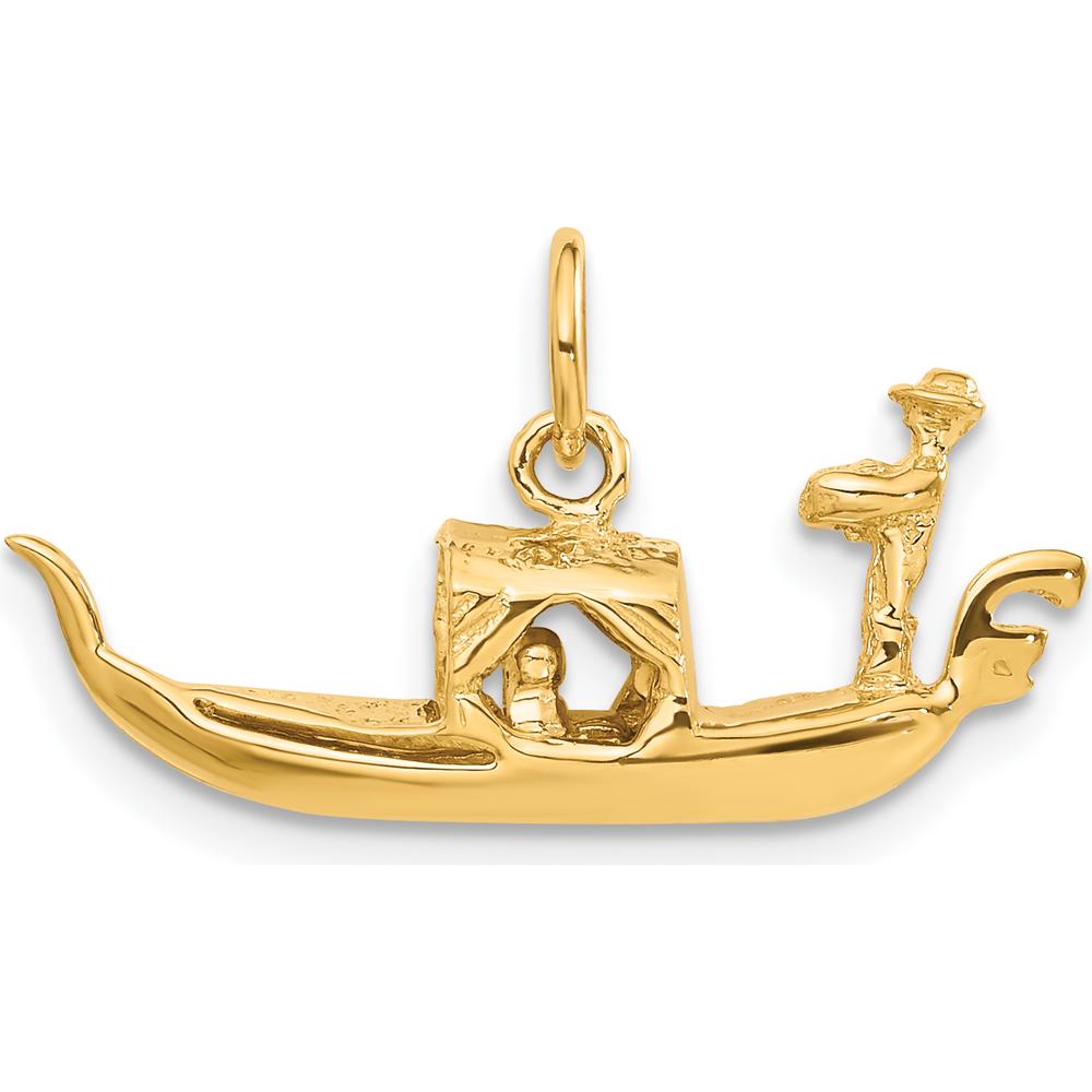 14K Yellow Gold 3D Gondola Charm - Venetian Travel Pendant