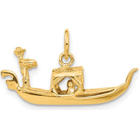 14K Yellow Gold 3D Gondola Charm - Venetian Travel Pendant