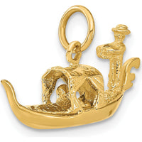 14K Yellow Gold 3D Gondola Charm - Venetian Travel Pendant