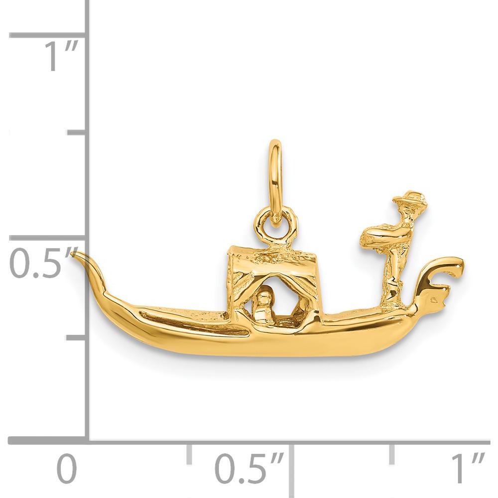 14K Yellow Gold 3D Gondola Charm - Venetian Travel Pendant