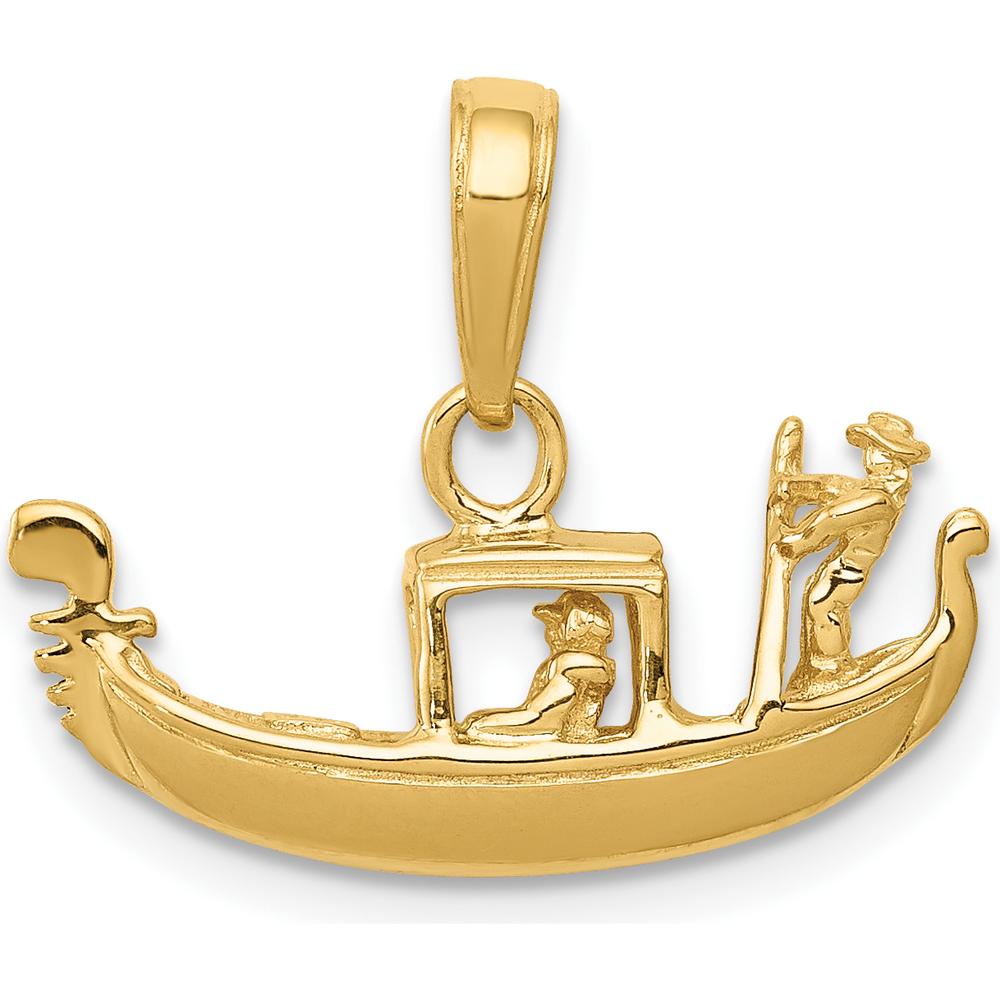 14K Yellow Gold 3D Gondola Pendant - Solid Polished Venice-Themed Charm by Oro Pregiato