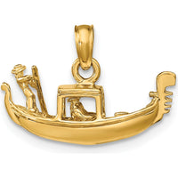 14K Yellow Gold 3D Gondola Pendant - Solid Polished Venice-Themed Charm by Oro Pregiato