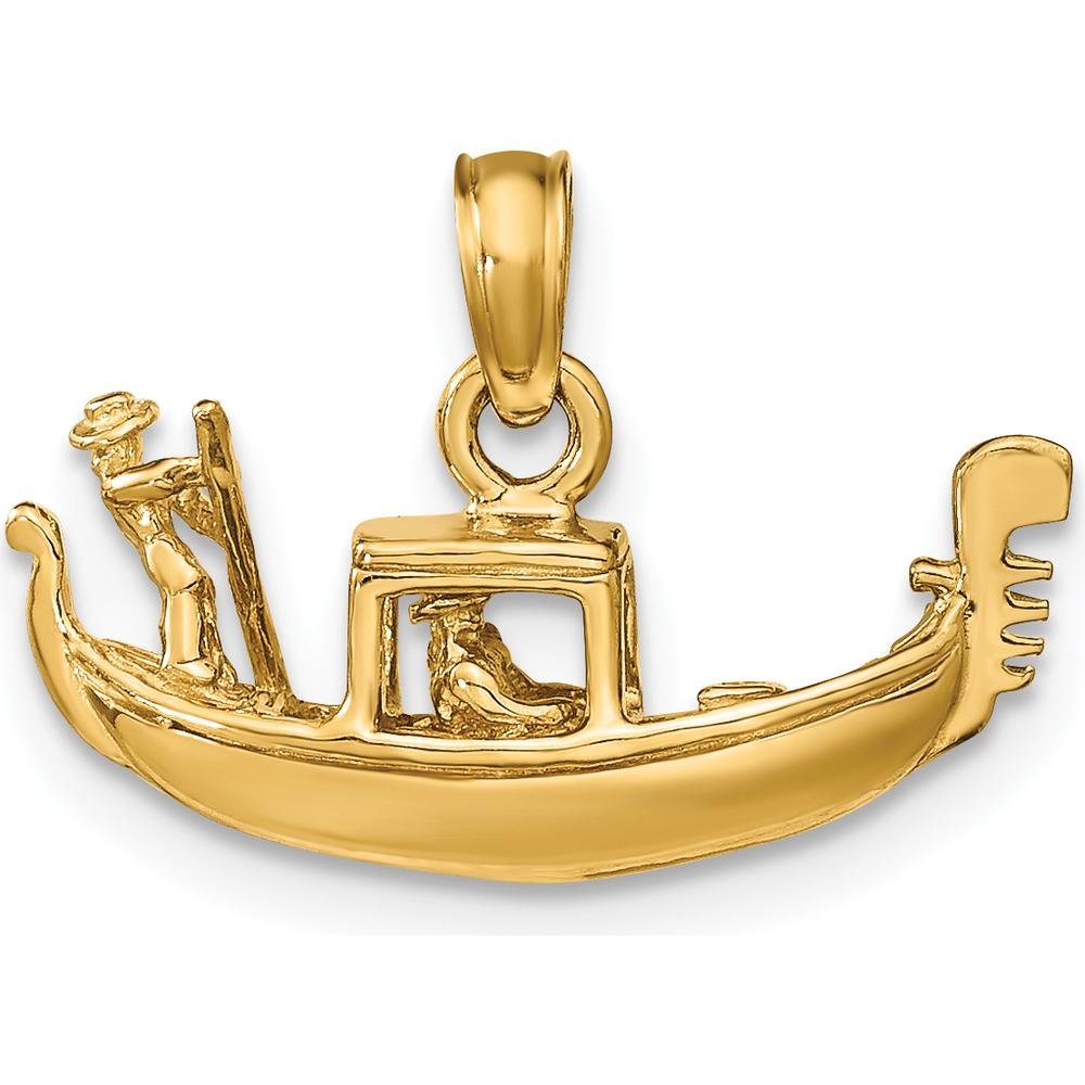 14K Yellow Gold 3D Gondola Pendant - Solid Polished Venice-Themed Charm by Oro Pregiato