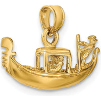 14K Yellow Gold 3D Gondola Pendant - Solid Polished Venice-Themed Charm by Oro Pregiato