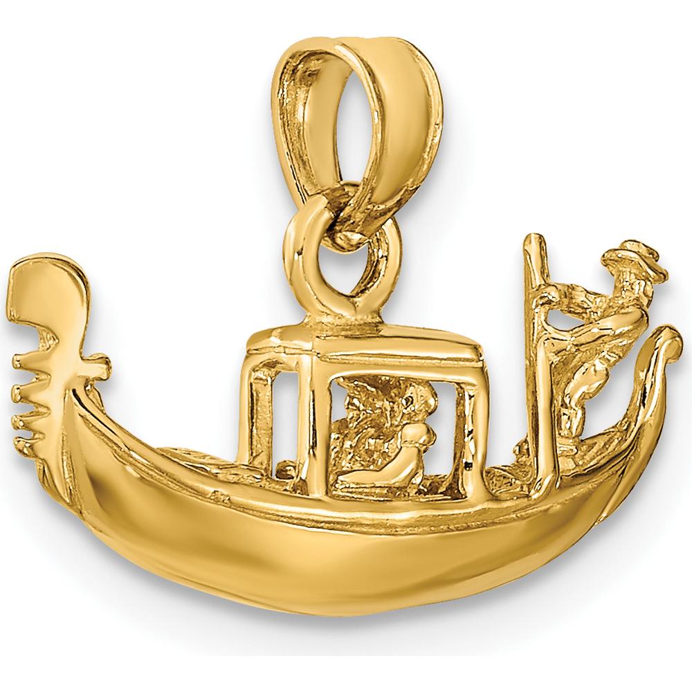 14K Yellow Gold 3D Gondola Pendant - Solid Polished Venice-Themed Charm by Oro Pregiato