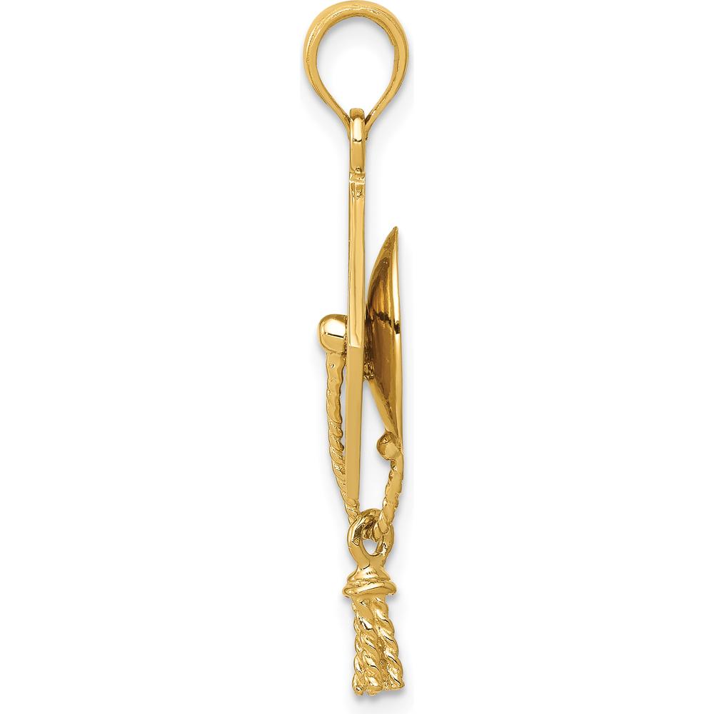 14K Yellow Gold 3D Graduation Cap Pendant with Moveable Tassel - Solid Polished Finish by Oro Pregiato