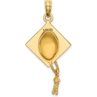 14K Yellow Gold 3D Graduation Cap Pendant with Moveable Tassel - Solid Polished Finish by Oro Pregiato