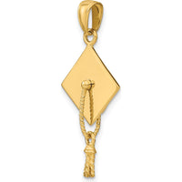 14K Yellow Gold 3D Graduation Cap Pendant with Moveable Tassel - Solid Polished Finish by Oro Pregiato