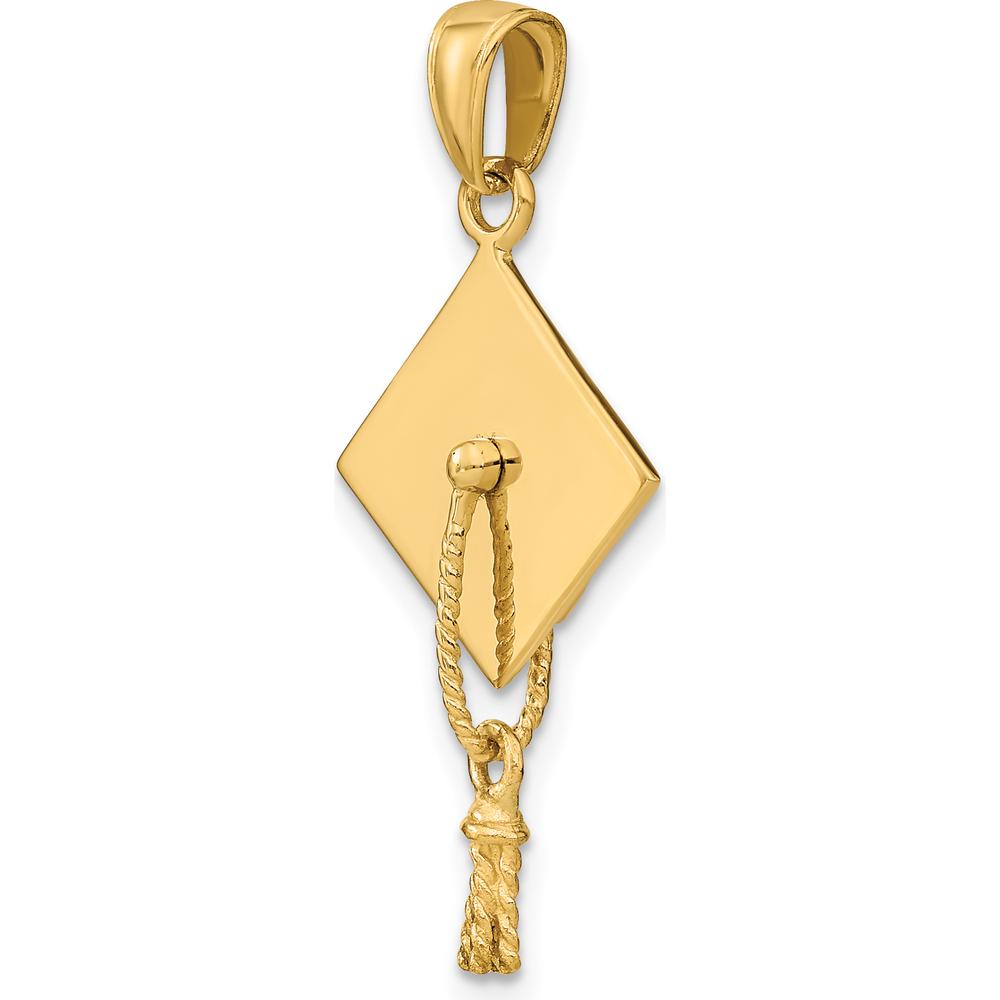 14K Yellow Gold 3D Graduation Cap Pendant with Moveable Tassel - Solid Polished Finish by Oro Pregiato
