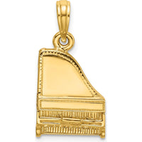 14K Yellow Gold 3D Grand Piano Charm with Movable Top by Oro Pregiato